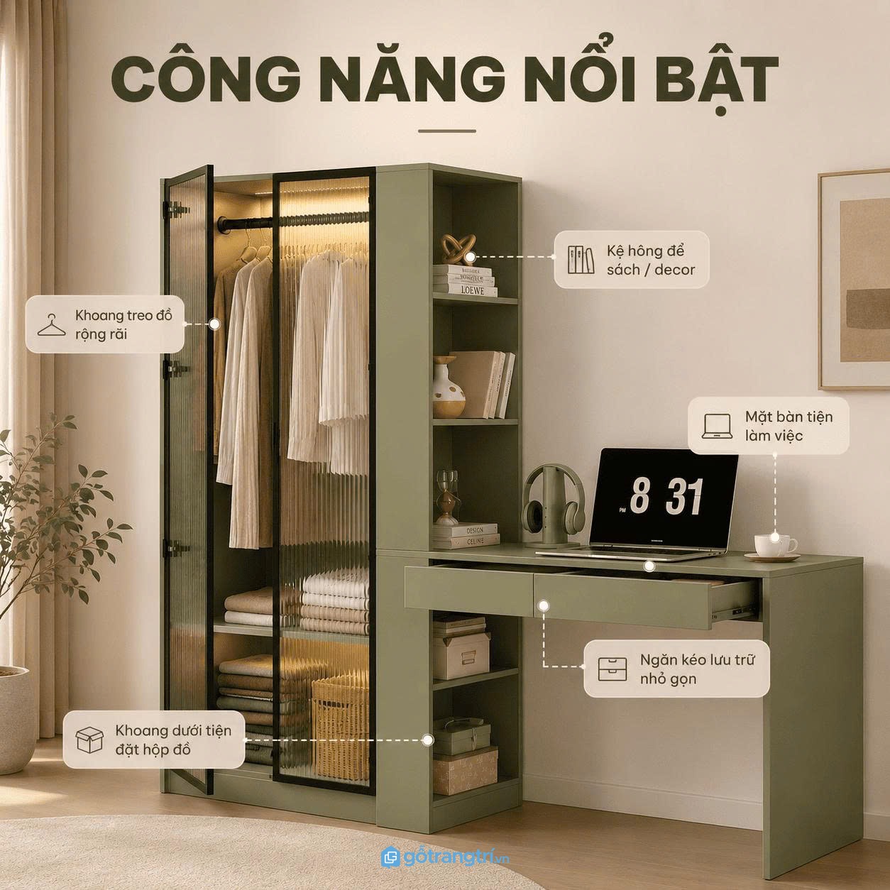 Thiết kế hiện đại phù hợp nhiều phong cách nội thất