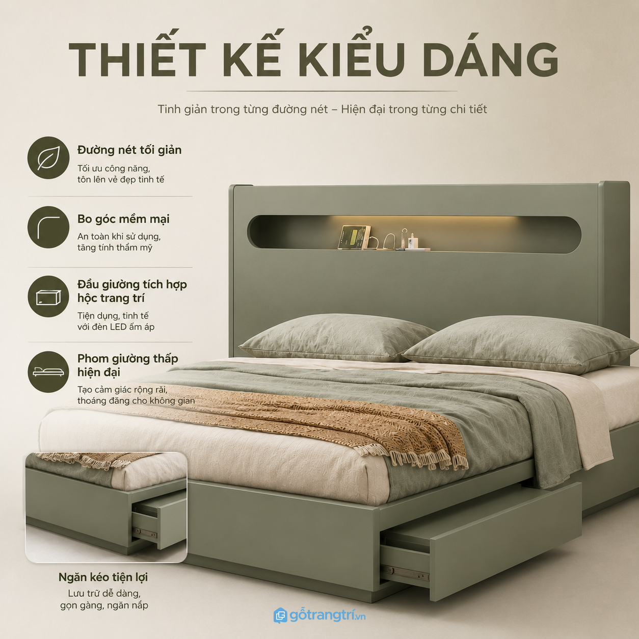 Thiết kế hiện đại tích hợp nhiều công năng