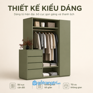 Thiết kế hiện đại với gam màu xanh olive thời thượng