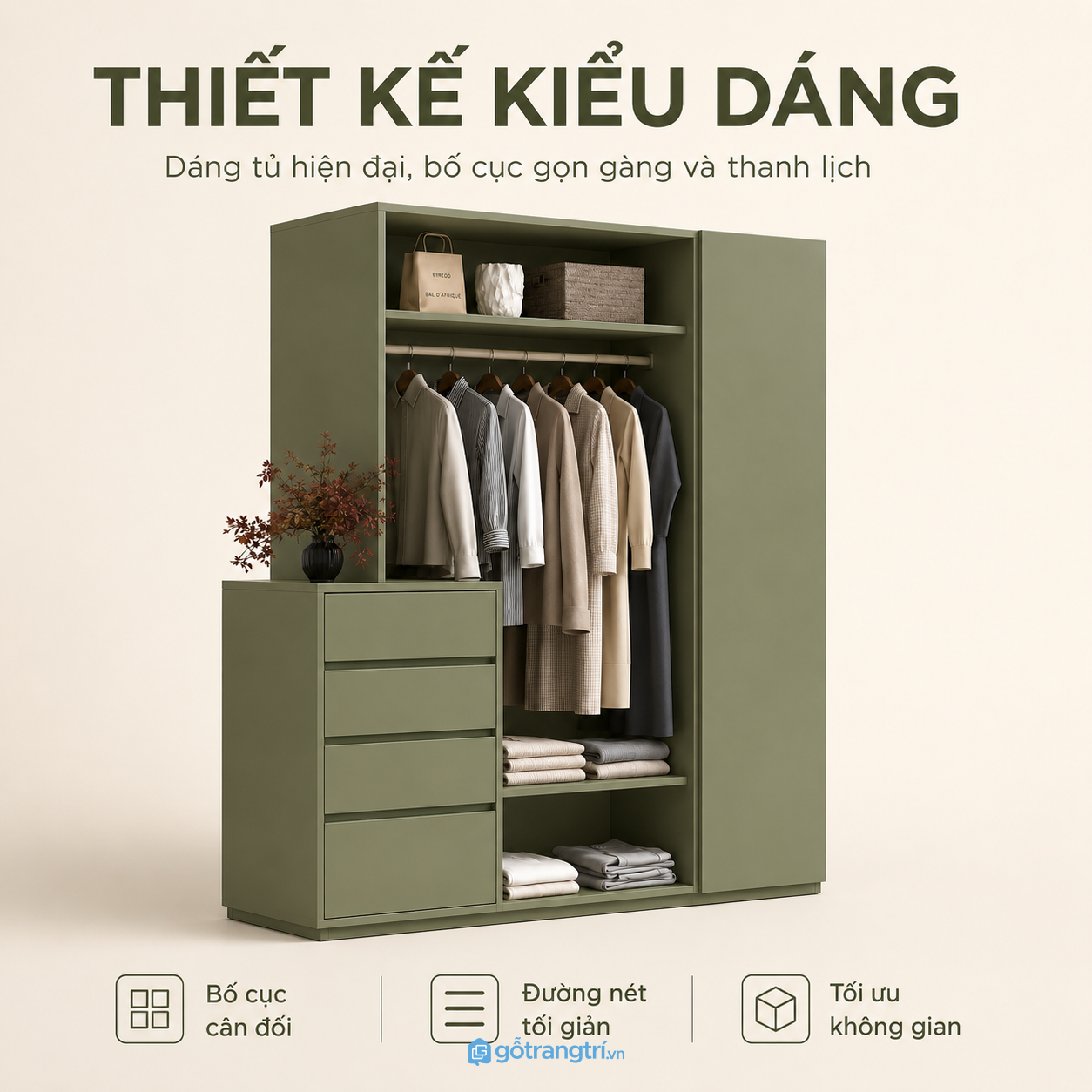 Thiết kế hiện đại với gam màu xanh olive thời thượng Thiết kế hiện đại với gam màu xanh olive thời thượng