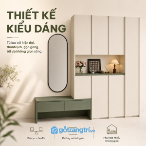 Thiết kế hiện đại với màu xanh olive thời thượng
