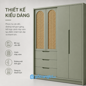 Thiết kế Japandi tinh tế với điểm nhấn mây đan