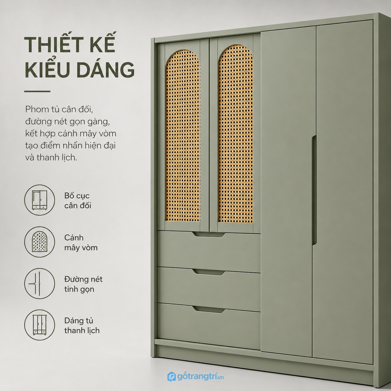Thiết kế Japandi tinh tế với điểm nhấn mây đan