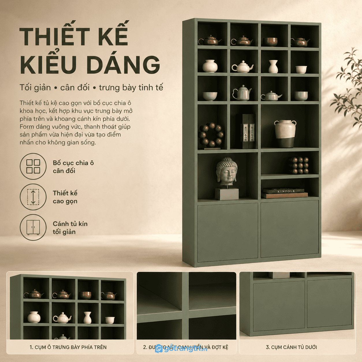 Thiết kế nhiều ngăn giúp trưng bày đẹp mắt