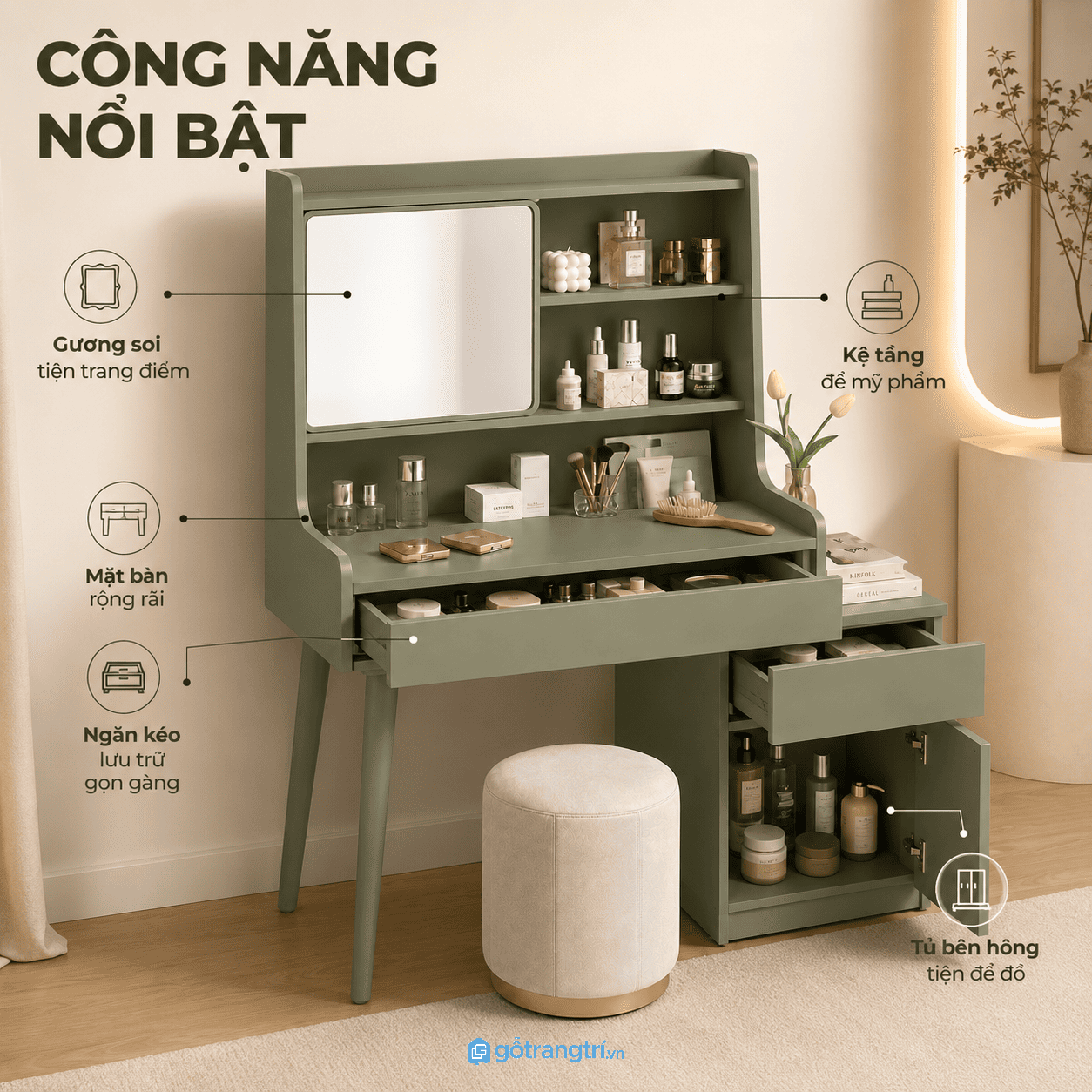 Tối ưu lưu trữ cho góc làm đẹp