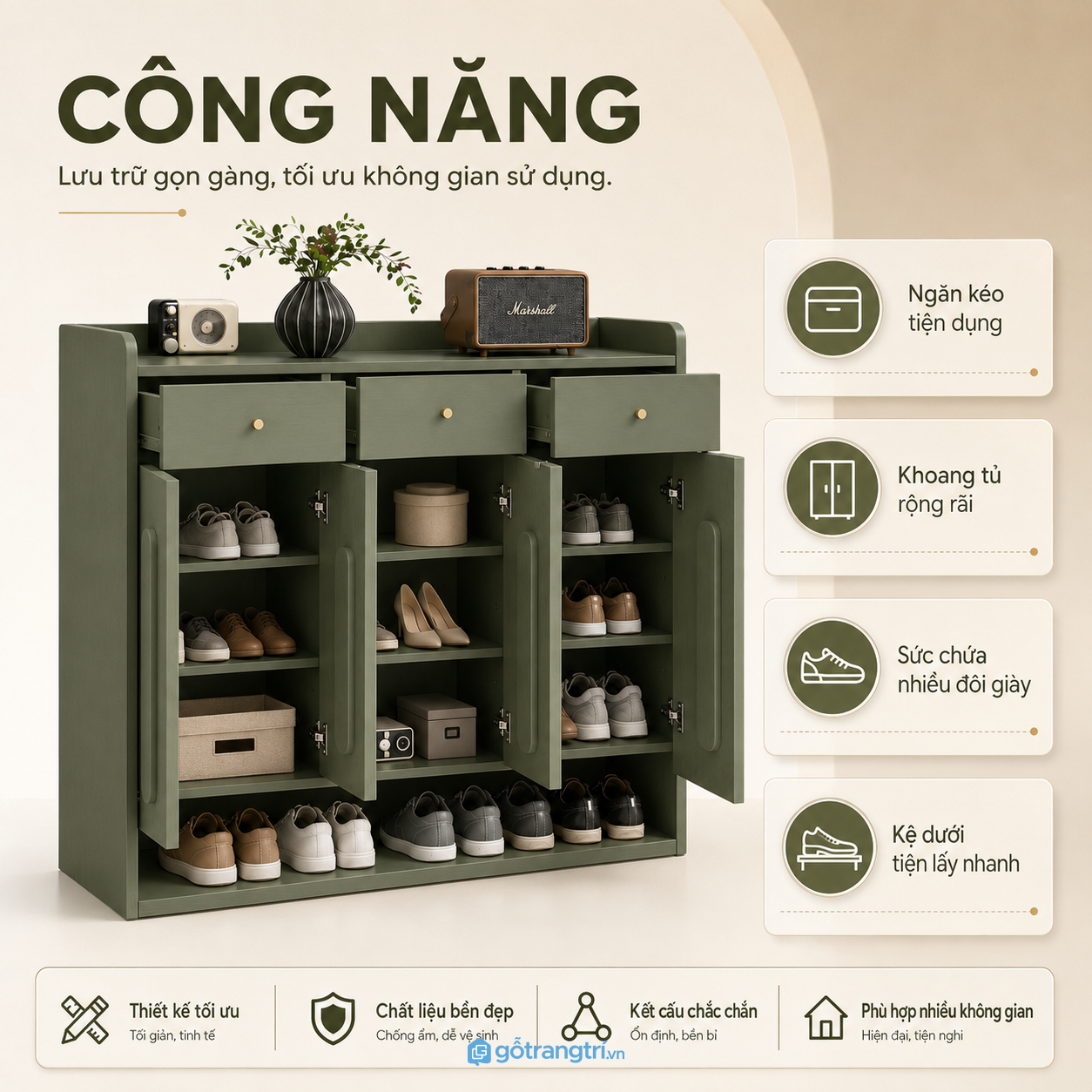 Tối ưu lưu trữ, giữ lối vào luôn ngăn nắp Tối ưu lưu trữ, giữ lối vào luôn ngăn nắp