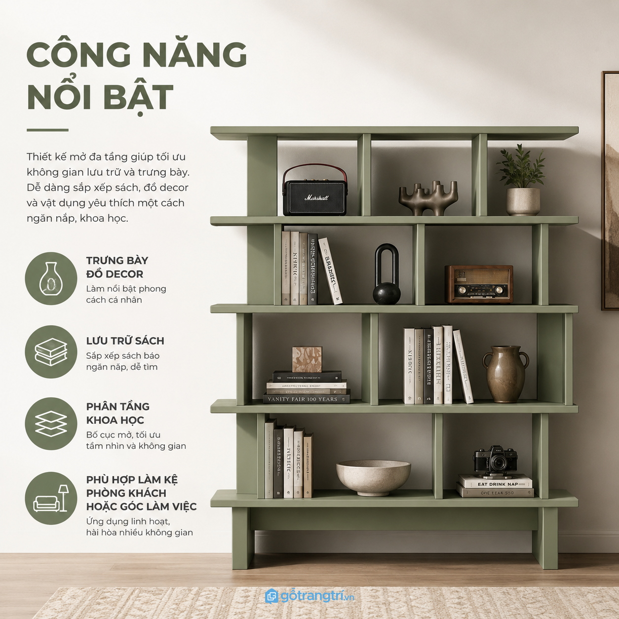 Tối ưu lưu trữ và trưng bày trong cùng một thiết kế Tối ưu lưu trữ và trưng bày trong cùng một thiết kế