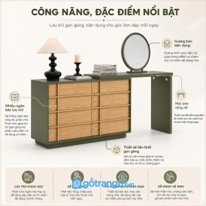 Tối ưu lưu trữ với ngăn kéo và tủ kính tiện lợi