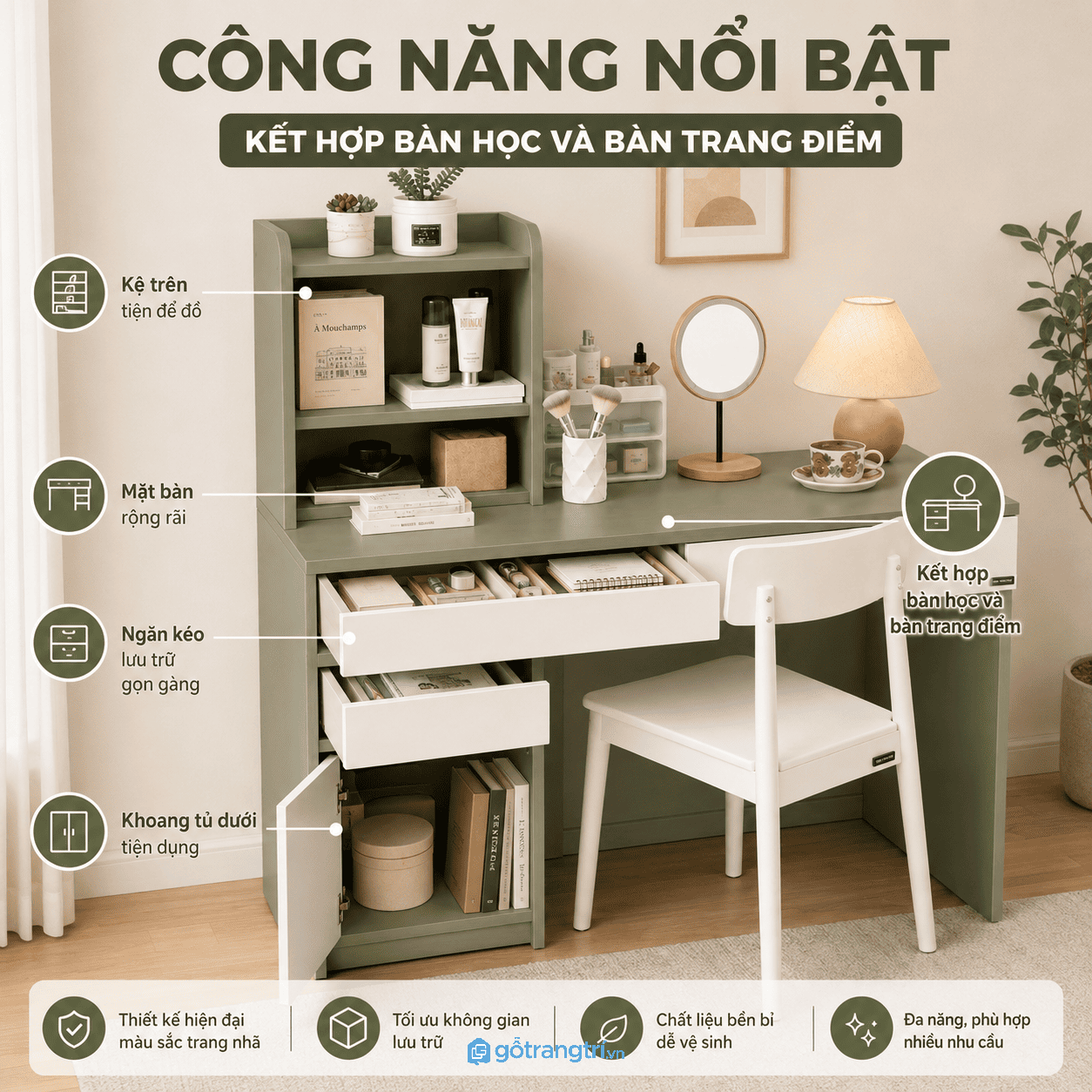 Tối ưu lưu trữ với nhiều ngăn tiện dụng