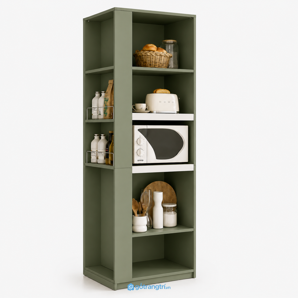 Tủ bếp đứng màu xanh rêu 60cm hiện đại GHS-5013 - hình ảnh thực tế 1