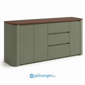 Tủ buffet bo góc màu xanh olive hiện đại GHS-5046