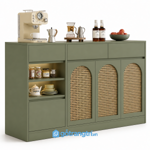 Tủ buffet cánh mây màu xanh olive hiện đại GHS-5036 - 160x40x90cm - Xanh olive - GHS-5036