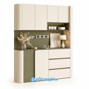 Tủ buffet hiện đại kết hợp tủ treo đa năng GHS-5062 - 1400x450x2200mm - Xanh olive - GHS-5062