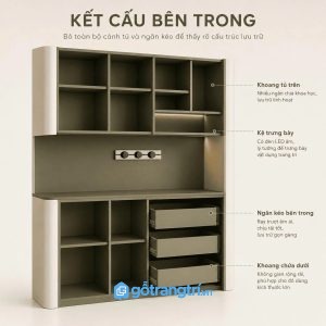 Tủ buffet hiện đại kết hợp tủ treo đa năng GHS-5062 - hình ảnh thực tế 1