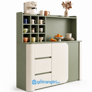 Tủ buffet màu xanh olive kết hợp kệ trang trí GHS-5014