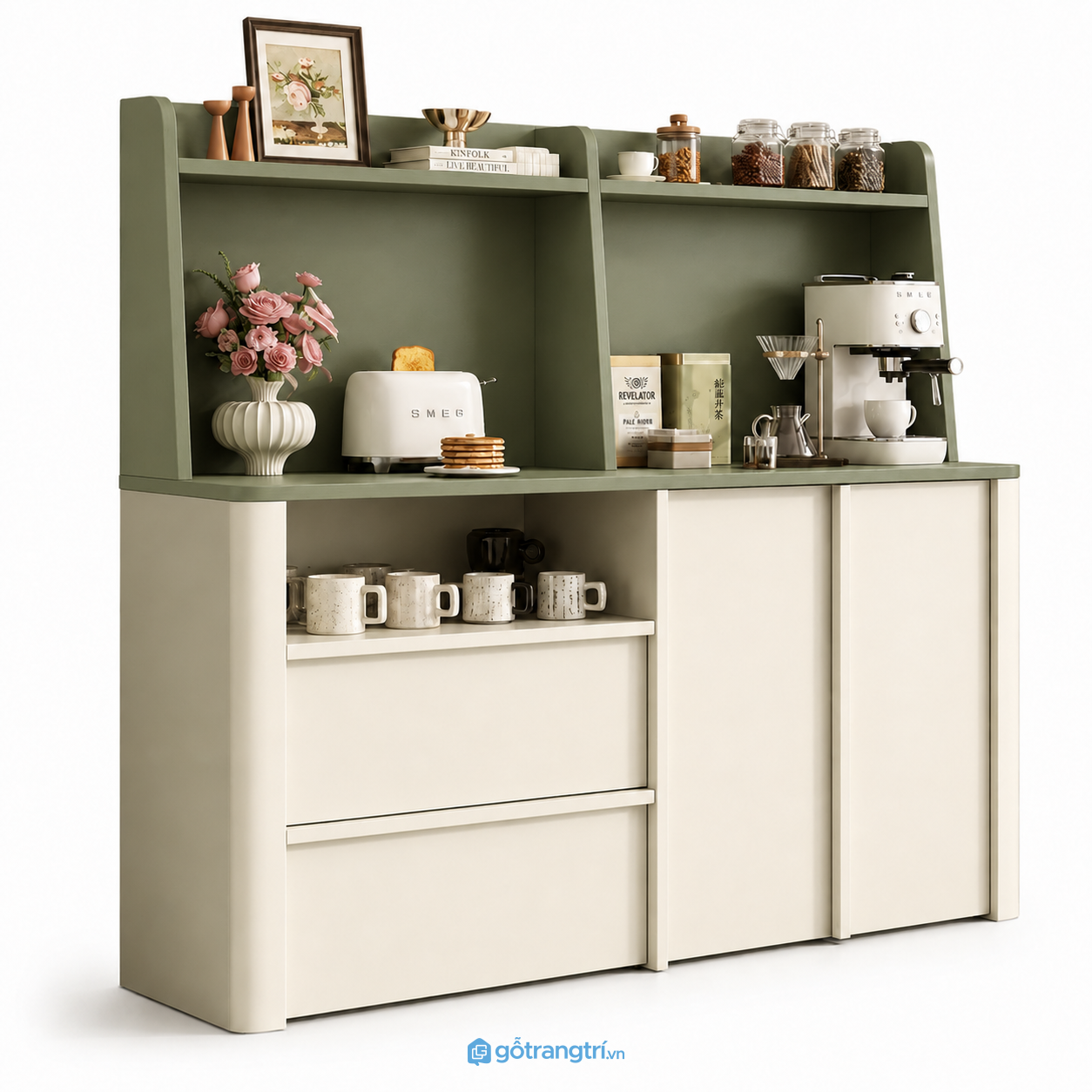 Tủ Buffet Màu Xanh Olive Phong Cách Hiện Đại GHS-5014 - hình ảnh thực tế 1 Tủ Buffet Màu Xanh Olive Phong Cách Hiện Đại GHS-5014 - hình ảnh thực tế 1