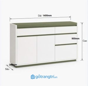 Tủ buffet phòng bếp màu trắng xanh hiện đại GHS-5020 - 1400x350x900mm - Xanh olive - GHS-5020
