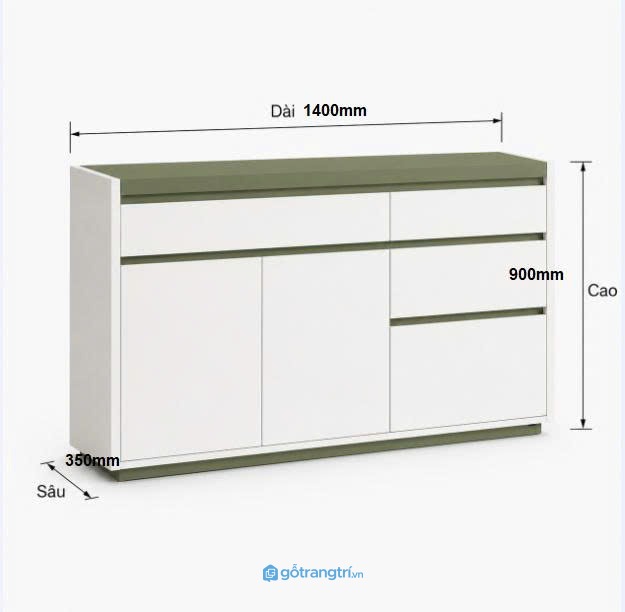 Tủ buffet phòng bếp màu trắng xanh hiện đại GHS-5020 - 1400x350x900mm - Xanh olive - GHS-5020 Tủ buffet phòng bếp màu trắng xanh hiện đại GHS-5020 - 1400x350x900mm - Xanh olive - GHS-5020