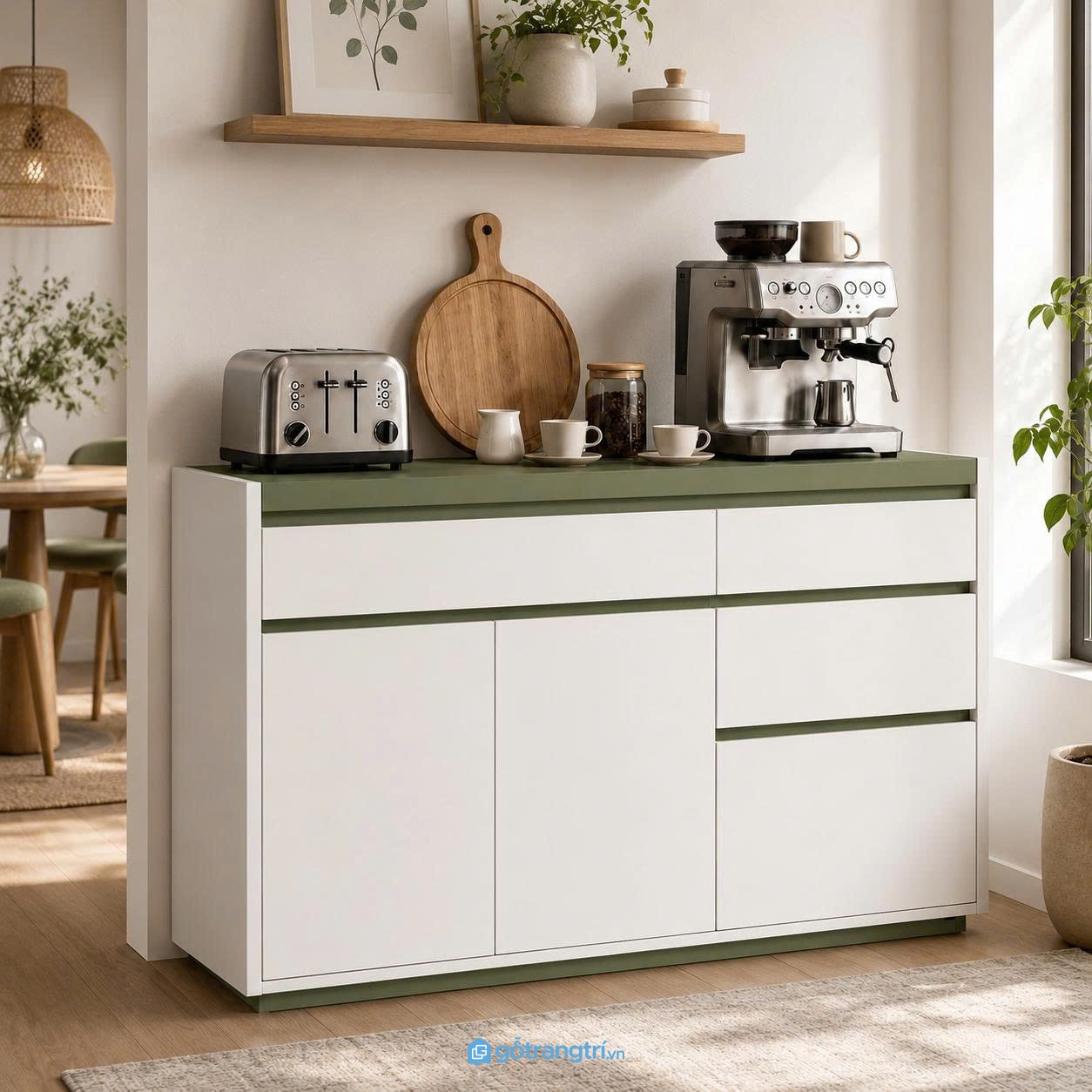 Tủ buffet phòng bếp màu trắng xanh hiện đại GHS-5020 - hình ảnh thực tế 1 Tủ buffet phòng bếp màu trắng xanh hiện đại GHS-5020 - hình ảnh thực tế 1