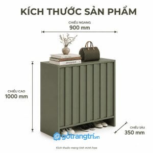 Tủ giày cánh lùa màu xanh olive hiện đại cho không gian sống gọn gàng và tinh tế