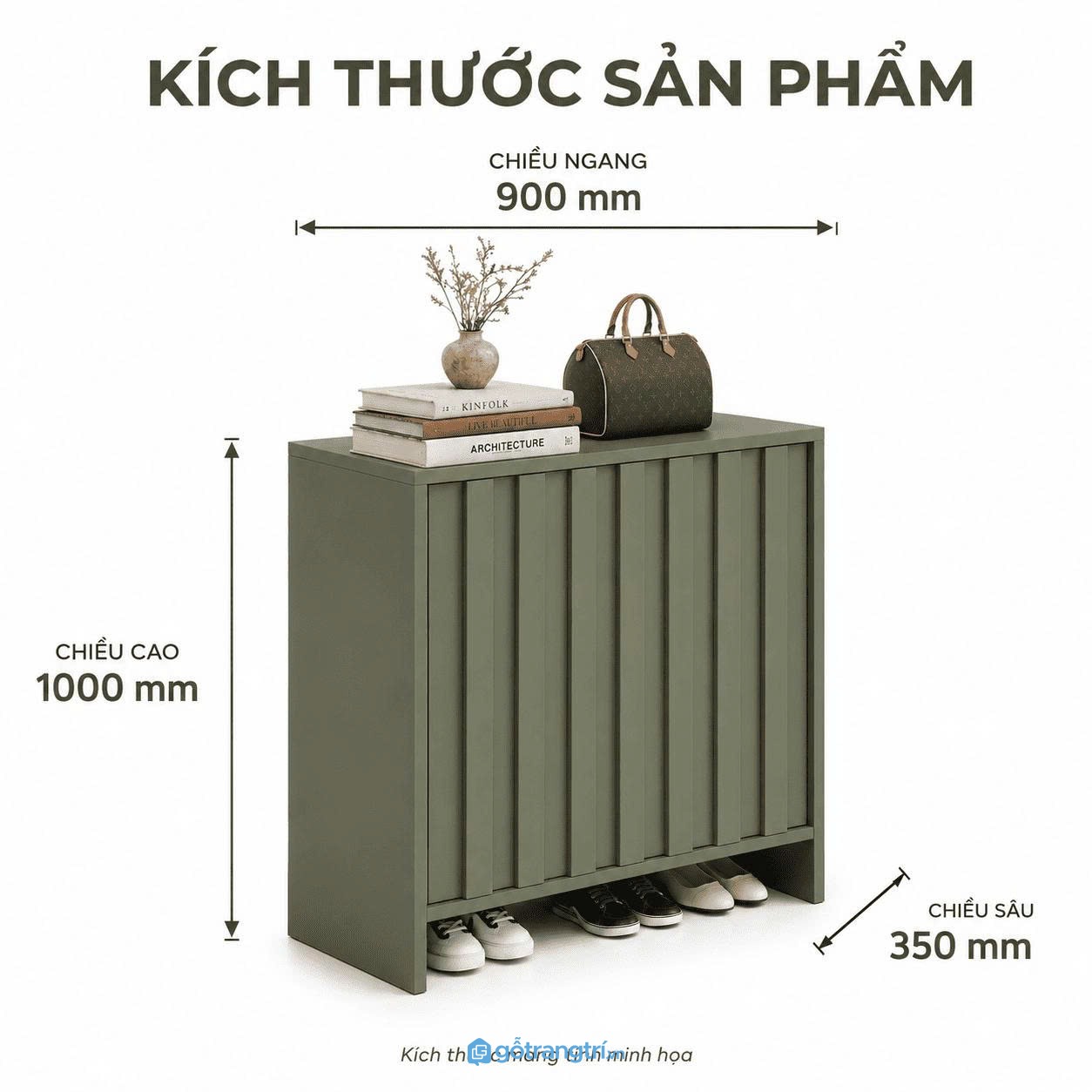 Tủ giày cánh lùa màu xanh olive hiện đại cho không gian sống gọn gàng và tinh tế
