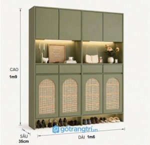 Tủ giày cánh mây màu xanh olive hiện đại GHS-5026 - 1600x350x1900mm - Xanh olive - GHS-5026