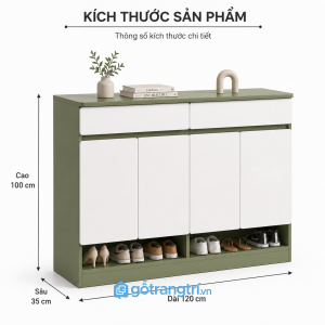 Tủ giày dép hiện đại nhiều ngăn, gọn đẹp cho phòng khách