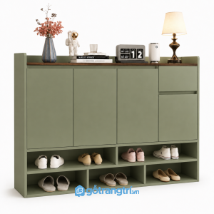 Tủ giày màu xanh olive cánh phẳng hiện đại GHS-5042