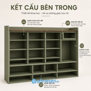 Tủ giày màu xanh olive cánh phẳng hiện đại GHS-5042 - hình ảnh thực tế 1