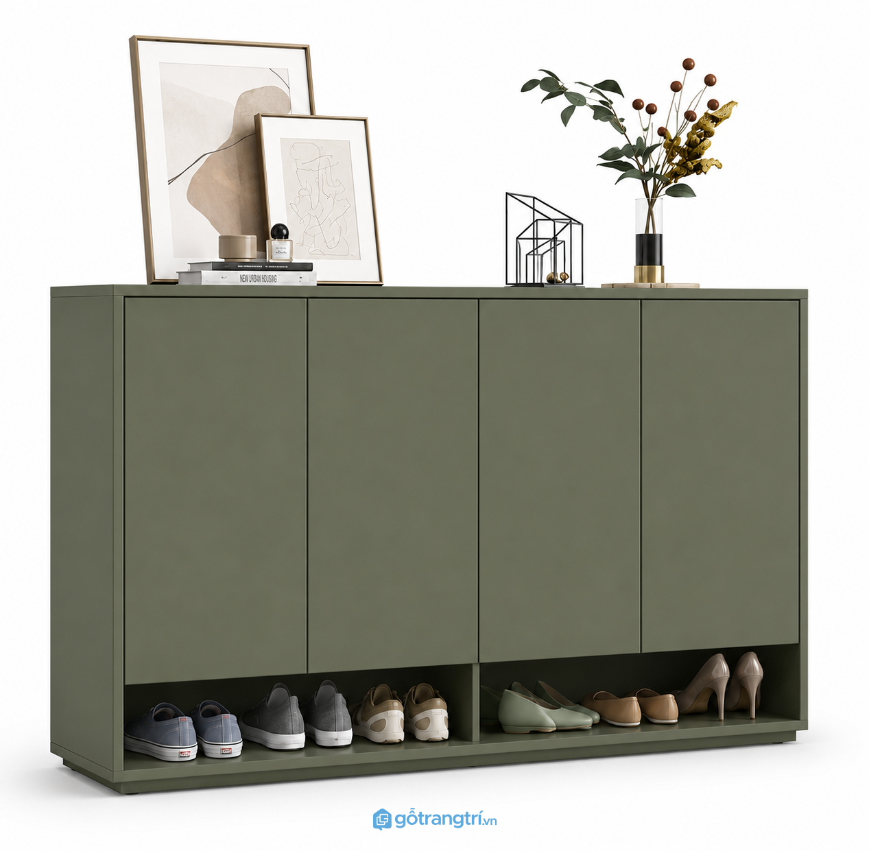 Tủ Giày Màu Xanh Olive Cánh Phẳng Hiện Đại GHS-5047 - 120x35x160cm - Xanh olive - GHS-5047 Tủ Giày Màu Xanh Olive Cánh Phẳng Hiện Đại GHS-5047 - 120x35x160cm - Xanh olive - GHS-5047