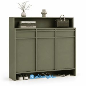 Tủ Giày Màu Xanh Olive Có Kệ Trang Trí Hiện Đại GHS-5055 - 1200x350x1440mm - Xanh olive - GHS-5055