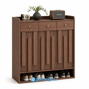 Tủ Giày Màu Xanh Olive Hiện Đại 3 Cánh GHS-5051 - 100x35x120cm - Vân gỗ nhiều màu tùy chọn - Chat Zalo - GHS-5051b