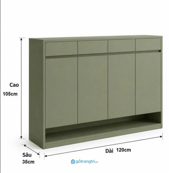 Tủ giày màu xanh olive hiện đại nhiều ngăn lưu trữ GHS-5025 - 1200x350x1050mm - Xanh olive - GHS-5025