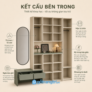 Tủ giày màu xanh olive kịch trần hiện đại GHS-5039 - hình ảnh thực tế 1