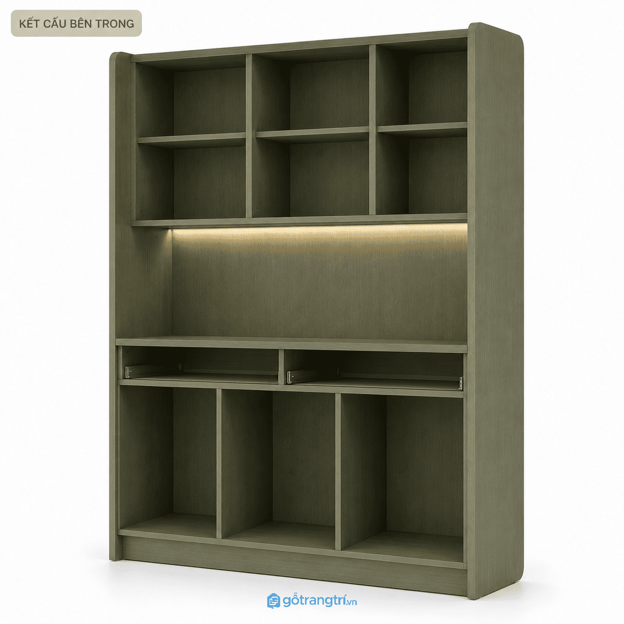 Tủ kệ bếp đa năng có tủ kính hiện đại 140cm GHS-5065 - hình ảnh thực tế 1