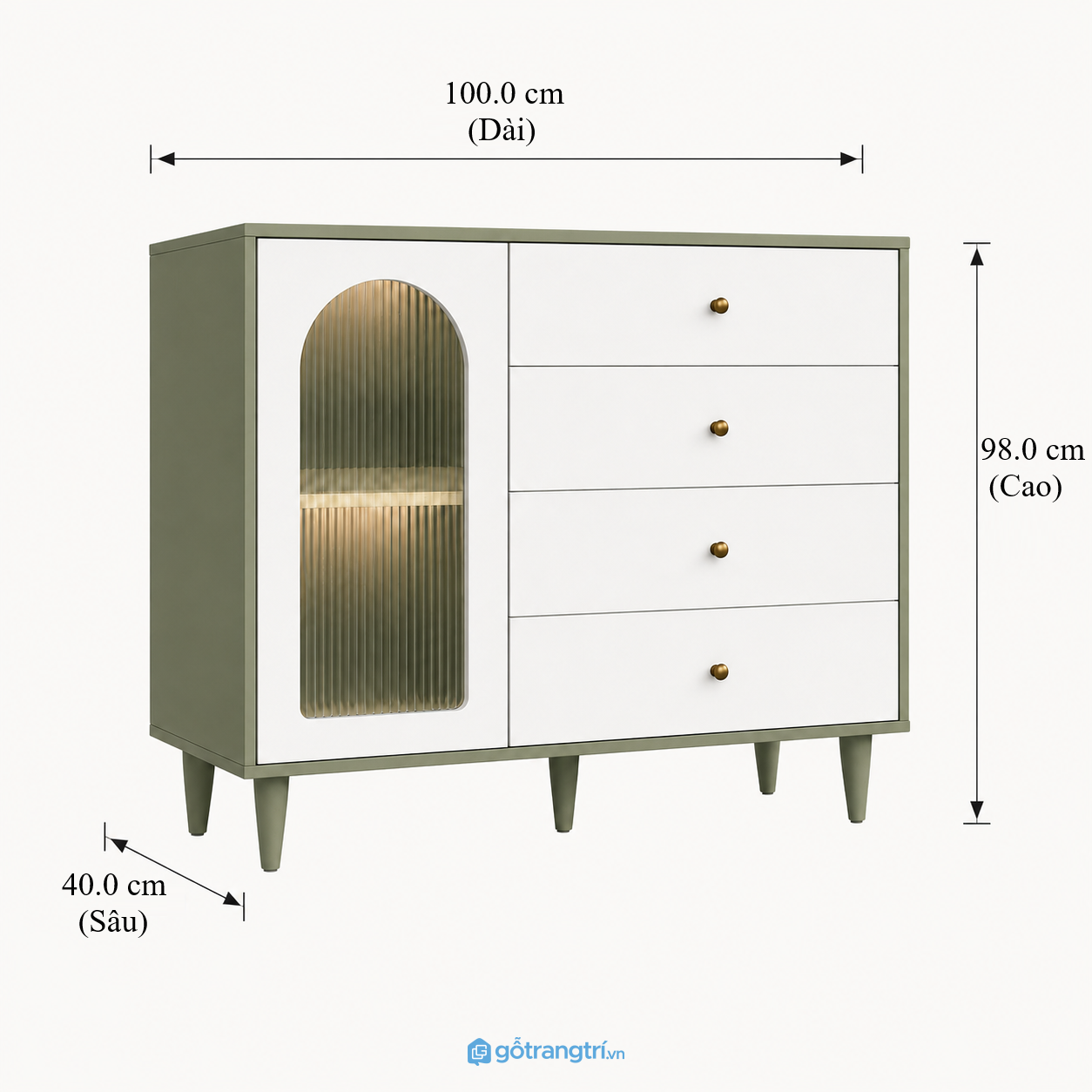 Tủ lưu trữ cánh kính sọc màu xanh olive cho không gian sống gọn gàng và thẩm mỹ Tủ lưu trữ cánh kính sọc màu xanh olive cho không gian sống gọn gàng và thẩm mỹ