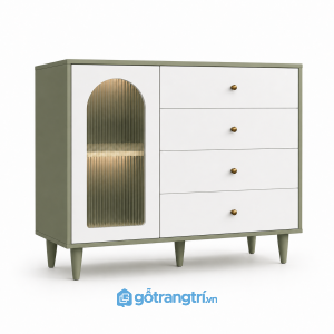 Tủ Lưu Trữ Cánh Kính Sọc Màu Xanh Olive GHS-5022