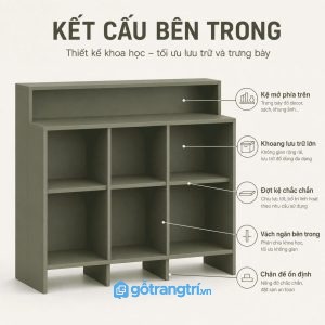 Tủ lưu trữ cánh nan dọc màu xanh olive hiện đại GHS-5054 - hình ảnh thực tế 1