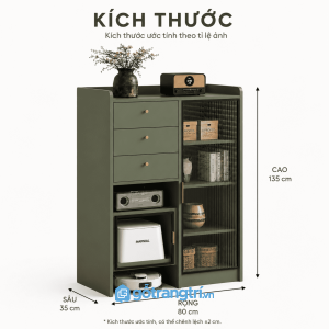 Tủ lưu trữ cửa kính sọc 80cm đa năng cho nhiều không gian
