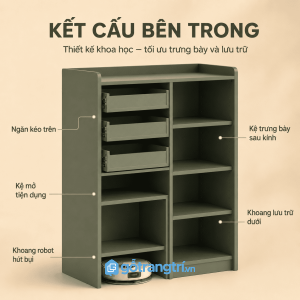 Tủ lưu Tủ lưu trữ cửa kính sọc 80cm đa năng cho nhiều không giantrữ cửa kính sọc 80cm hiện đại GHS-5060 - hình ảnh thực tế 1