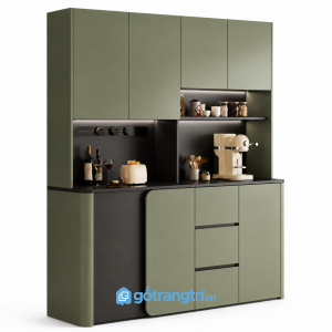 Tủ Pantry Bếp Hiện Đại Màu Xanh Olive Kịch Trần GHS-5016