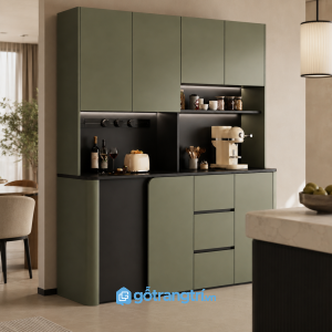Tủ Pantry Bếp Hiện Đại Màu Xanh Olive Kịch Trần GHS-5016 - hình ảnh thực tế 1