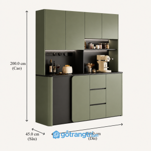 Tủ pantry bếp hiện đại màu xanh olive tối ưu lưu trữ cho không gian sống hiện đại