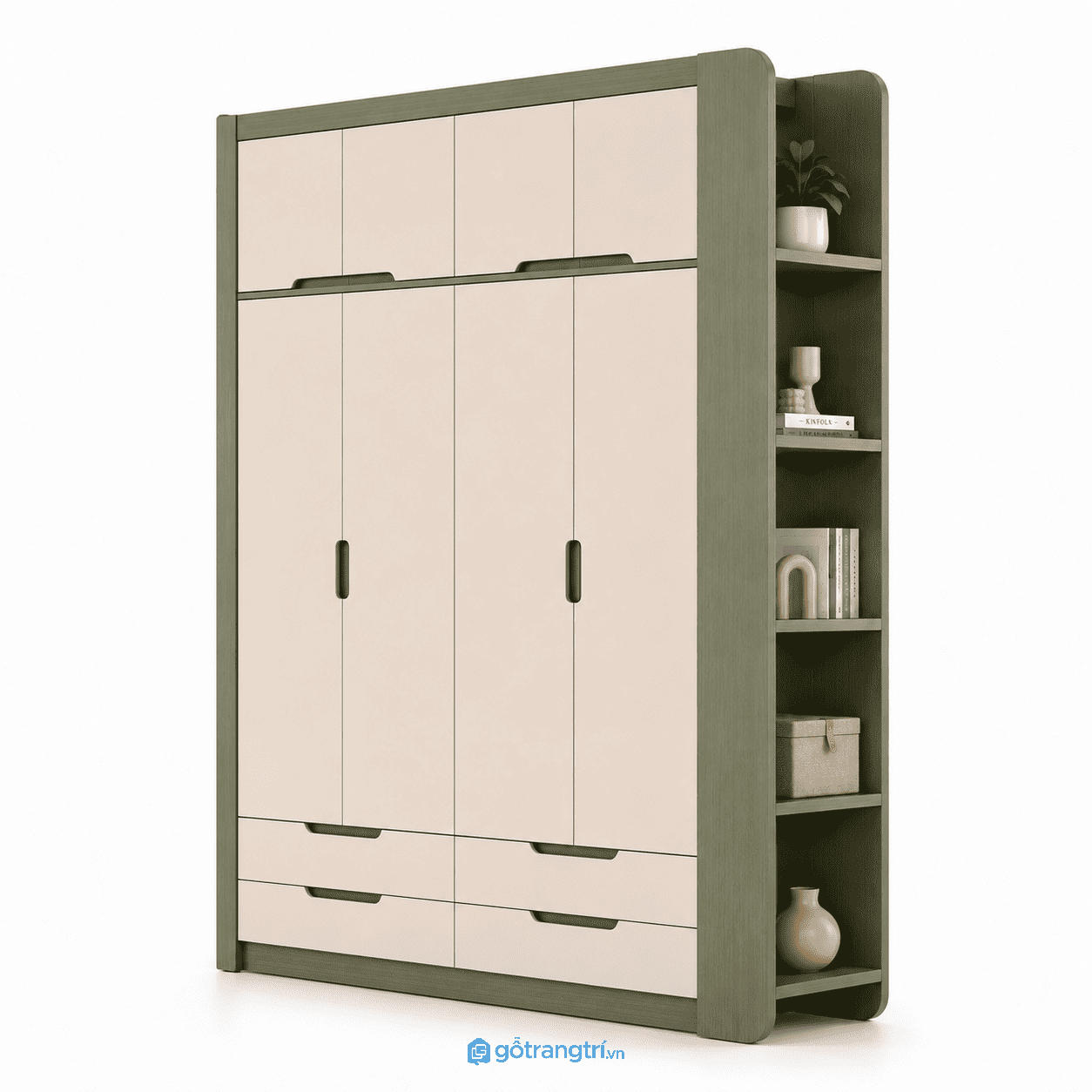 Tủ quần áo 4 cánh có kệ trang trí hiện đại 160cm GHS-5066