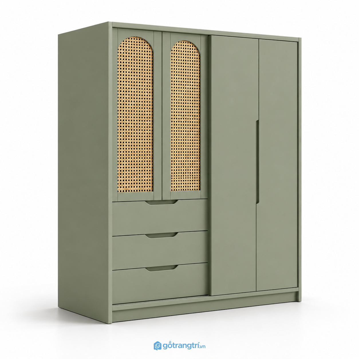 Tủ Quần Áo Cánh Mây Màu Xanh Olive Hiện Đại GHS-5028