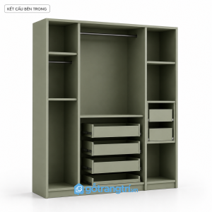 Tủ quần áo cửa lùa màu xanh rêu hiện đại GHS-5041 - hình ảnh thực tế 1