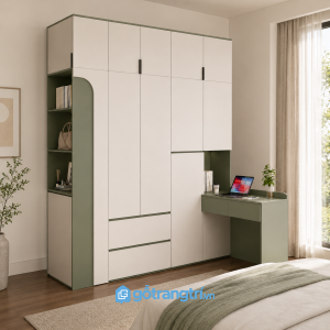 Tủ Quần Áo Kịch Trần Kết Hợp Bàn Làm Việc GHS-5018 - hình ảnh thực tế 1