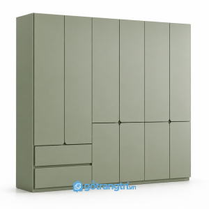 Tủ Quần Áo Màu Xanh Olive Cánh Bo Góc Hiện Đại GHS-5019