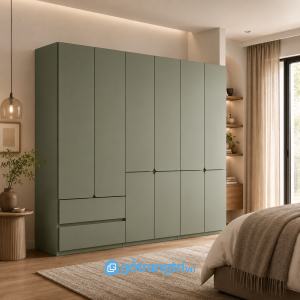 Tủ Quần Áo Màu Xanh Olive Cánh Bo Góc Hiện Đại GHS-5019 - hình ảnh thực tế 1