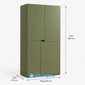 Tủ quần áo màu xanh olive hiện đại với thiết kế tối giản và lưu trữ tiện nghiTủ quần áo màu xanh olive hiện đại mang đến giải pháp lưu trữ